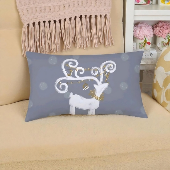 Holiday Decor 3 Piece Christmas Cushion Cover Whimsical Reindeer 3 Piece Set - Picture 7 of 12
